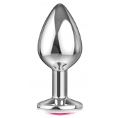 Большая серебристая анальная пробка Diamond Pink Sparkle Large с розовым кристаллом - 8 см. - Lola Games - купить с доставкой в Стерлитамаке