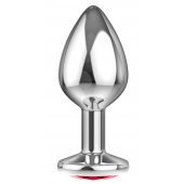 Большая серебристая анальная пробка Diamond Red Sparkle Large с красным кристаллом - 8 см. - Lola Games - купить с доставкой в Стерлитамаке