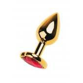 Золотистая анальная пробка с кристаллом-сердцем - 7,5 см. - ToyFa - купить с доставкой в Стерлитамаке