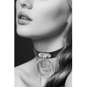 Черный чокер с двумя кольцами - Bijoux Pour Toi - купить с доставкой в Стерлитамаке