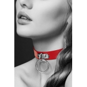 Красный узенький чокер с кольцом - Bijoux Pour Toi - купить с доставкой в Стерлитамаке