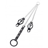 Черно-серебристые зажимы для сосков с кольцом для пениса TOYFA Metal - ToyFa - купить с доставкой в Стерлитамаке