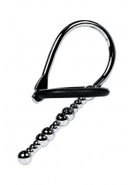 Серебристый уретральный плаг-бусины TOYFA Metal с мягким фиксириющим кольцом - ToyFa - купить с доставкой в Стерлитамаке