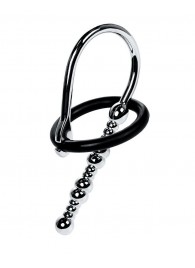 Серебристый уретральный плаг-бусины TOYFA Metal с мягким фиксириющим кольцом - ToyFa - купить с доставкой в Стерлитамаке