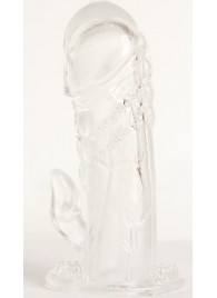 Прозрачная гелевая насадка с клиторальным отростком - 13 см. - Toyfa Basic - в Стерлитамаке купить с доставкой