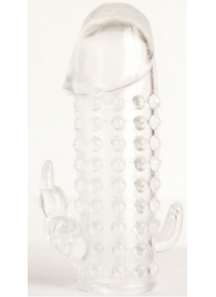 Гелевая прозрачная насадка с 2 отростками - 13 см. - Toyfa Basic - в Стерлитамаке купить с доставкой