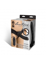 Чёрный полый страпон с вибрацией Unisex Vibrating Hollow Strap-On - 14 см. - Lux Fetish - купить с доставкой в Стерлитамаке