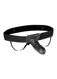 Чёрный полый страпон с вибрацией Unisex Vibrating Hollow Strap-On - 14 см. - Lux Fetish - купить с доставкой в Стерлитамаке