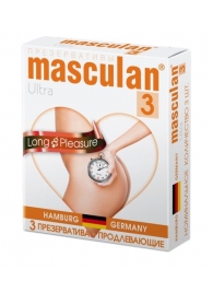 Розовые презервативы Masculan Ultra Long Pleasure с колечками, пупырышками и продлевающим эффектом - 3 шт. - Masculan - купить с доставкой в Стерлитамаке