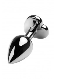 Серебристая коническая анальная пробка с красным кристаллом-сердечком - 7 см. - ToyFa - купить с доставкой в Стерлитамаке