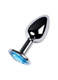 Серебристая конусовидная анальная пробка с голубым кристаллом - 7 см. - ToyFa - купить с доставкой в Стерлитамаке