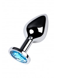 Серебристая конусовидная анальная пробка с голубым кристаллом - 8 см. - ToyFa - купить с доставкой в Стерлитамаке