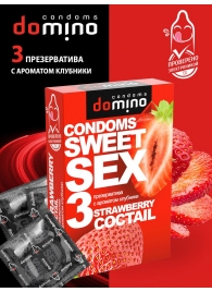 Презервативы для орального секса DOMINO Sweet Sex с ароматом клубничного коктейля  - 3 шт. - Domino - купить с доставкой в Стерлитамаке