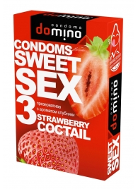 Презервативы для орального секса DOMINO Sweet Sex с ароматом клубничного коктейля  - 3 шт. - Domino - купить с доставкой в Стерлитамаке