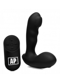 Черный стимулятор простаты Alpha-Pro 7X P-Milker Silicone Prostate Stimulator with Milking Bead - XR Brands - в Стерлитамаке купить с доставкой