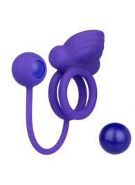 Фиолетовое эрекционное кольцо с утяжелителем Silicone Rechargeable Dual Rockin Rim Enhancer - California Exotic Novelties - в Стерлитамаке купить с доставкой