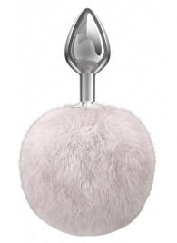 Серебристая анальная пробка с белым пушистым хвостиком Twinkle - Lola Games - купить с доставкой в Стерлитамаке