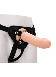 Черные трусики с телесной насадкой STRAP ON REAL DILDO - 21 см. - Dream Toys - купить с доставкой в Стерлитамаке