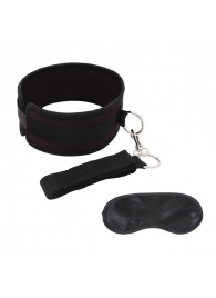 Черный ошейник с длинным поводком Collar and Leash Set - Lux Fetish - купить с доставкой в Стерлитамаке