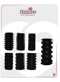 Набор из 7 черных насадок PENIS SLEEVES SET - Dream Toys - в Стерлитамаке купить с доставкой