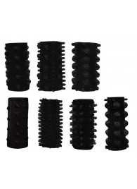 Набор из 7 черных насадок PENIS SLEEVES SET - Dream Toys - в Стерлитамаке купить с доставкой