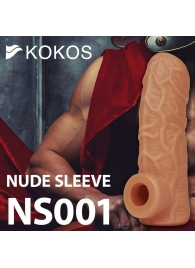 Телесная открытая насадка-реалистик с подхватом мошонки Nude Sleeve M - 12 см. - KOKOS - в Стерлитамаке купить с доставкой