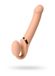 Телесный безремневой вибрострапон Vibrating Bendable Strap-On L - Strap-on-me - купить с доставкой в Стерлитамаке