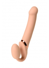Телесный безремневой вибрострапон Vibrating Bendable Strap-On L - Strap-on-me - купить с доставкой в Стерлитамаке