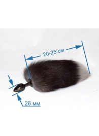 Хромированная анальная пробка с хвостиком из чернобурки - Sitabella
