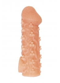 Телесная закрытая насадка с пучками шишечек Cock Sleeve Size S - 13,8 см. - KOKOS - в Стерлитамаке купить с доставкой