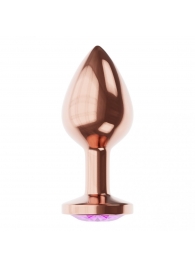 Пробка цвета розового золота с фиолетовым кристаллом Diamond Amethyst Shine S - 7,2 см. - Lola Games - купить с доставкой в Стерлитамаке