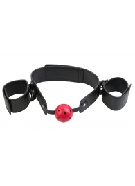 Кляп-наручники с красным шариком Breathable Ball Gag Restraint - Pipedream - купить с доставкой в Стерлитамаке