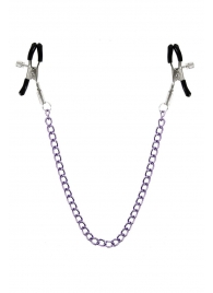 Зажимы для сосков с фиолетовой цепочкой Sweet Caress Nipple Chain - Sweet Caress - купить с доставкой в Стерлитамаке
