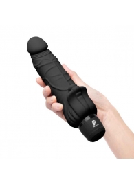 Черный вибратор-реалистик с клиторальными лепестками 7  Realistic Vibrator - 21,5 см. - PowerCocks