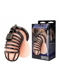 Черная металлическая клетка с замком Deluxe Chastity Cage - BlueLine - купить с доставкой в Стерлитамаке