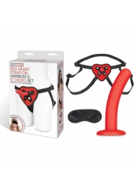 Красный поясной фаллоимитатор Red Heart Strap on Harness   5in Dildo Set - 12,25 см. - Lux Fetish - купить с доставкой в Стерлитамаке