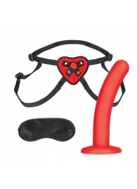 Красный поясной фаллоимитатор Red Heart Strap on Harness   5in Dildo Set - 12,25 см. - Lux Fetish - купить с доставкой в Стерлитамаке