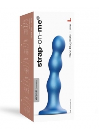 Голубая насадка Strap-On-Me Dildo Plug Balls size L - Strap-on-me - купить с доставкой в Стерлитамаке