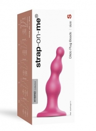 Розовая насадка Strap-On-Me Dildo Plug Beads size S - Strap-on-me - купить с доставкой в Стерлитамаке