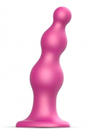 Розовая насадка Strap-On-Me Dildo Plug Beads size S - Strap-on-me - купить с доставкой в Стерлитамаке