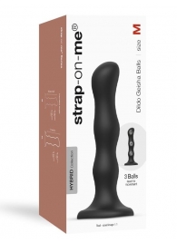 Черная насадка Strap-On-Me Dildo Geisha Balls size M - Strap-on-me - купить с доставкой в Стерлитамаке