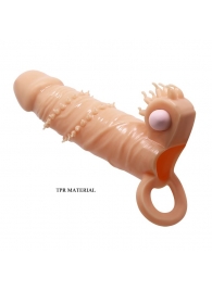 Телесная удлиняющая вибронасадка Penis Sleeve Connor - 17 см. - Baile - в Стерлитамаке купить с доставкой