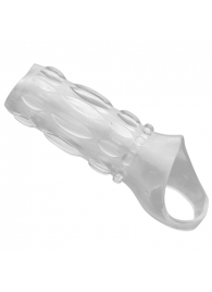 Насадка на пенис с кольцом для мошонки Clear Sensations Enhancer Sex Sleeve - 11,5 см. - XR Brands - в Стерлитамаке купить с доставкой