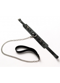 Черный ошейник с шипами и поводком - Crazy Handmade - купить с доставкой в Стерлитамаке