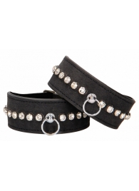 Черные наручники Diamond Studded Wrist Cuffs - Shots Media BV - купить с доставкой в Стерлитамаке