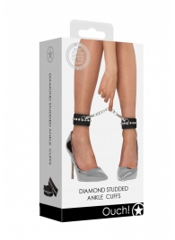 Черные поножи Diamond Studded Ankle Cuffs - Shots Media BV - купить с доставкой в Стерлитамаке