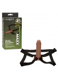 Коричневый фаллопротез Life-Like Extension with Harness - 17,75 см. - California Exotic Novelties - купить с доставкой в Стерлитамаке