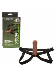 Коричневый фаллопротез из силикона Extension with Harness - 15,75 см. - California Exotic Novelties - купить с доставкой в Стерлитамаке