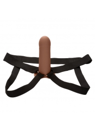 Коричневый фаллопротез из силикона Extension with Harness - 15,75 см. - California Exotic Novelties - купить с доставкой в Стерлитамаке