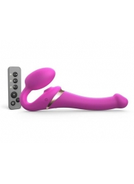 Ярко-розовый безремневой страпон Multi Orgasm Size S с клиторальной стимуляцией - Strap-on-me - купить с доставкой в Стерлитамаке